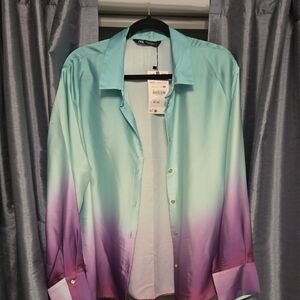 Zara Gradient Shirt - Aqua and Lavender